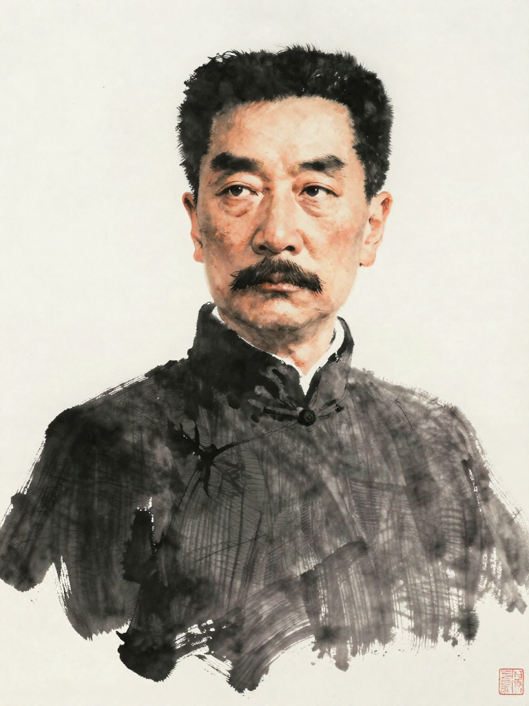 鲁迅水墨肖像