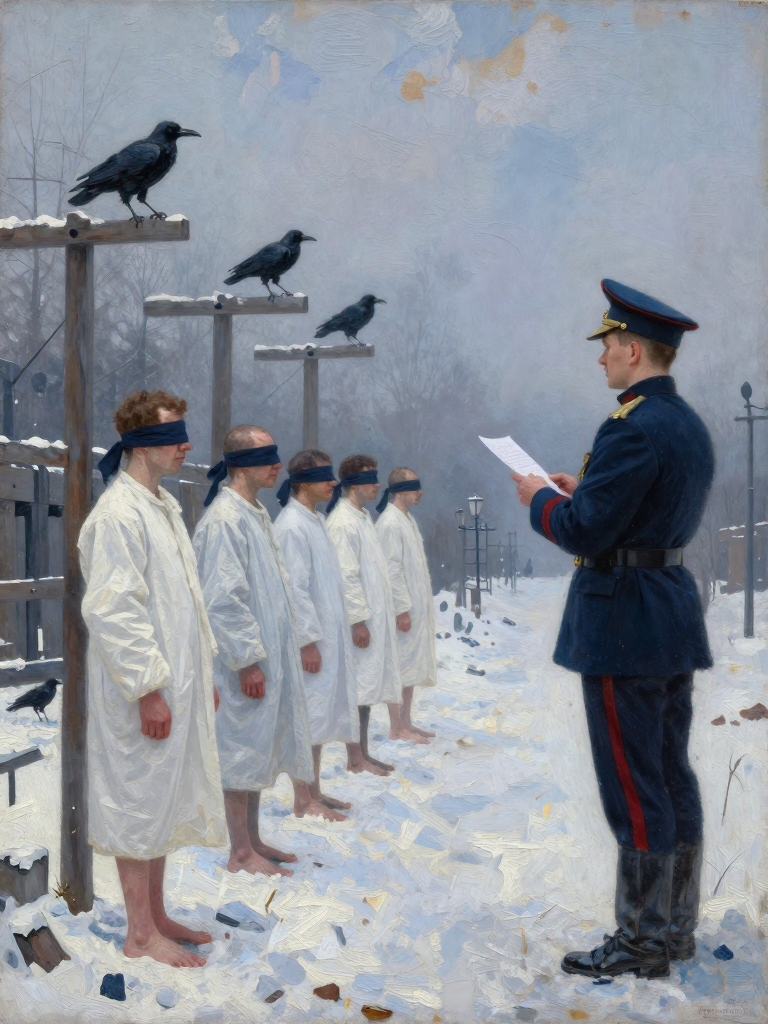 陀氏假死刑 油画插画