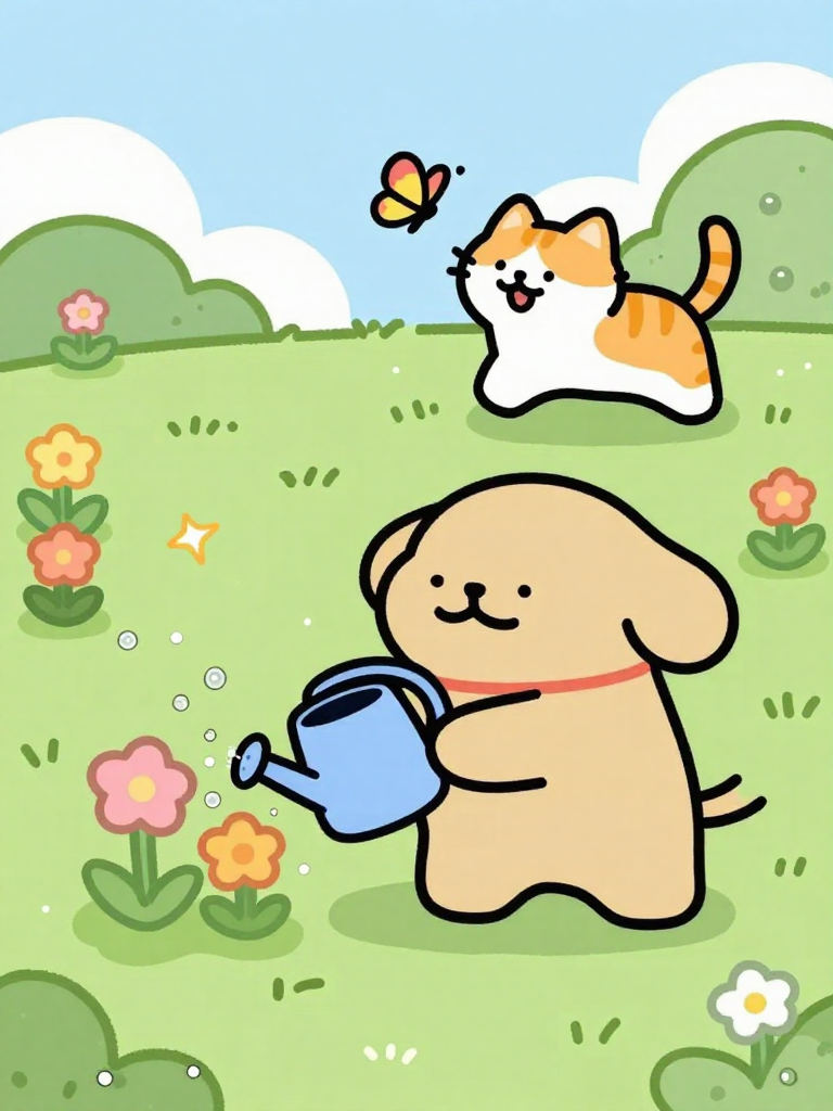 周五：花园浇花追蝴蝶