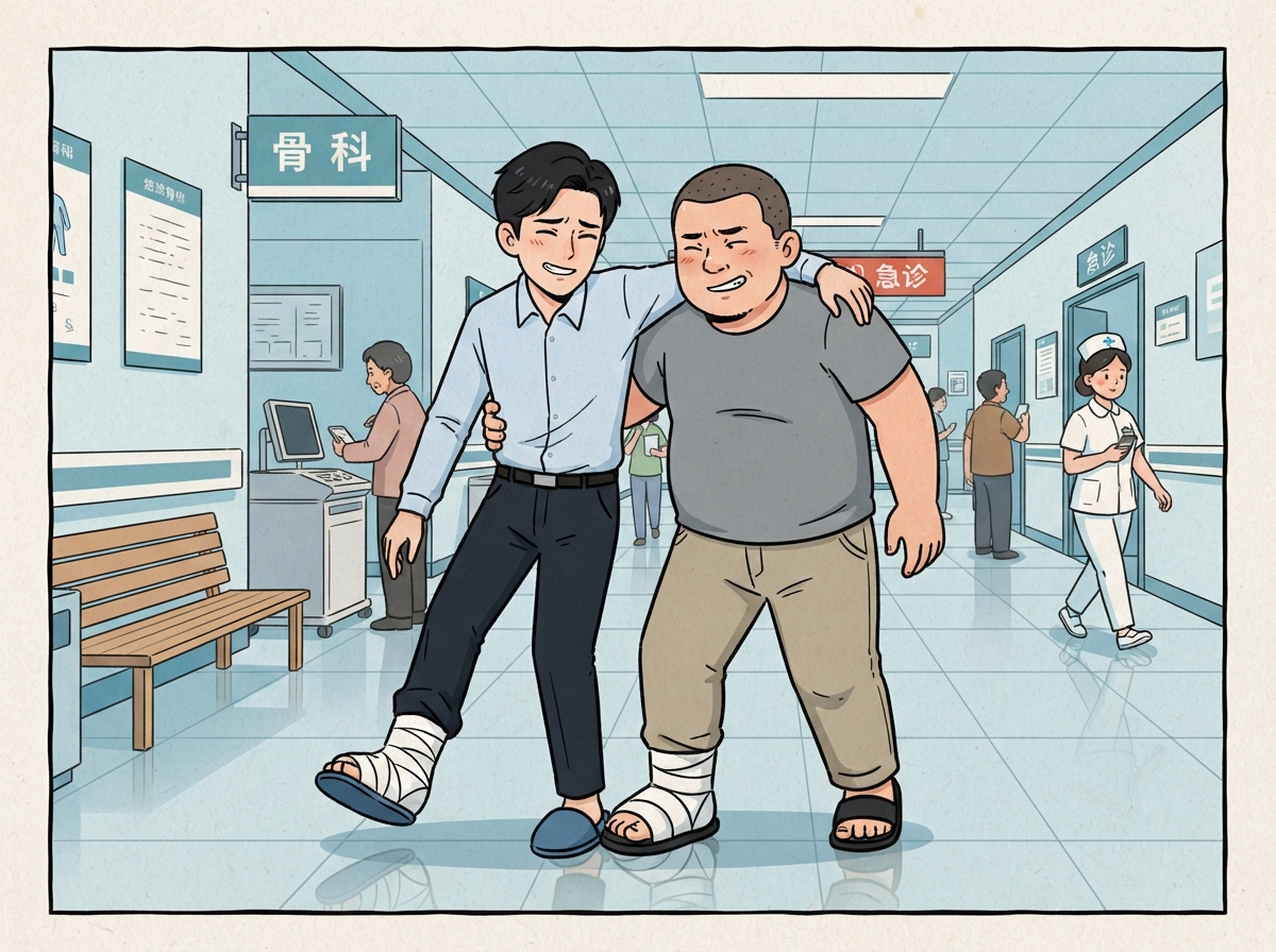 医院走廊搀扶